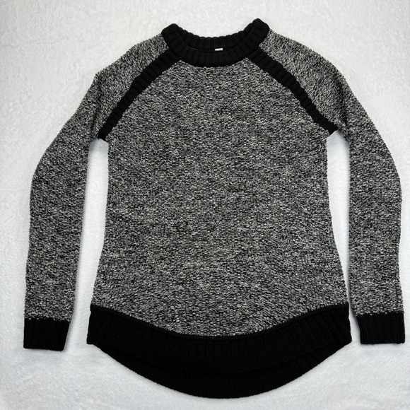 Lemon Sweaters - Lululemon‎ Sweater Knit Black Gray Long Sleeve Pullover Relaxed Fit Casual Sz XS
